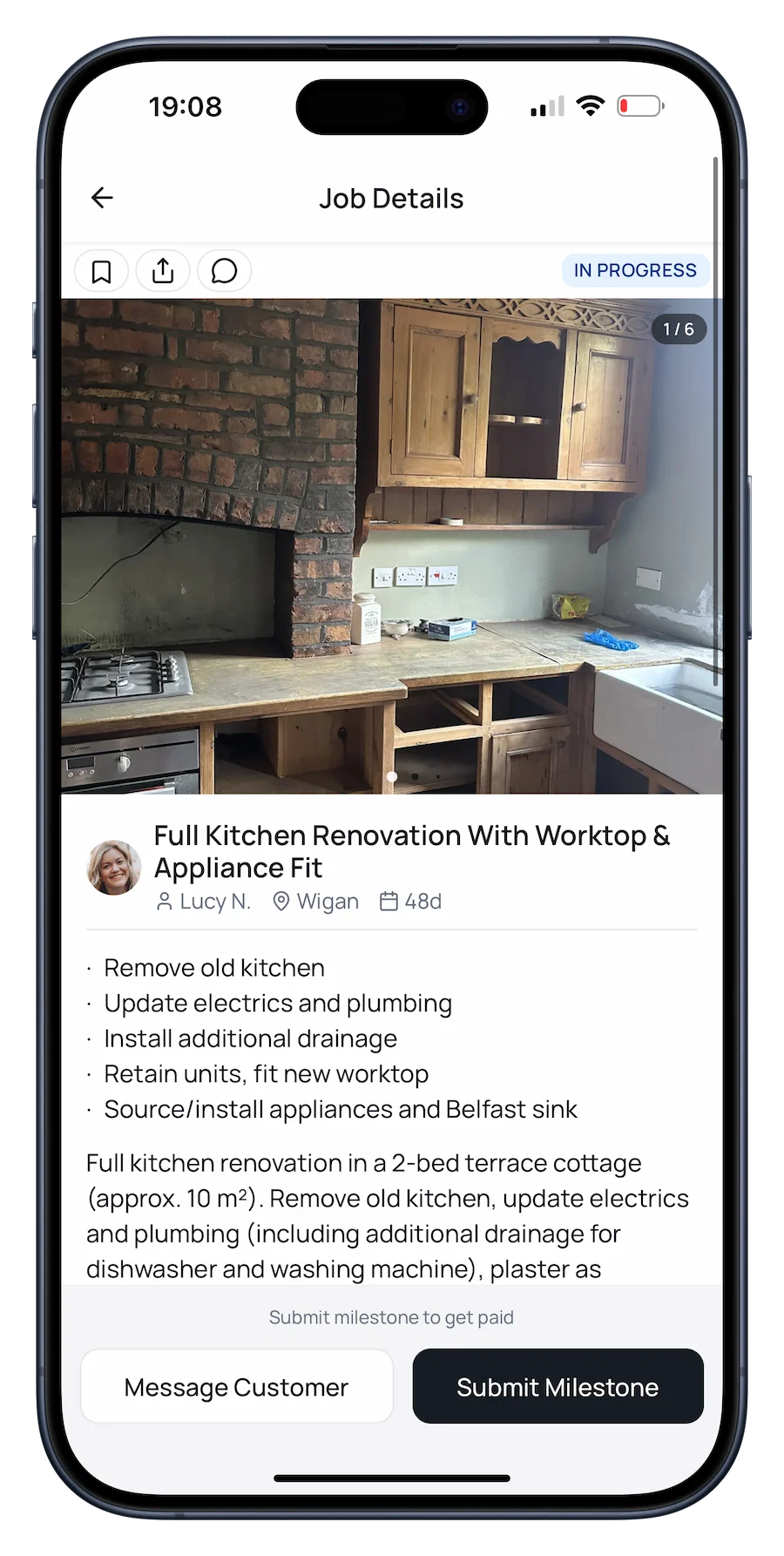 Job deep dive mid-job from the tradesperson's view on Renofy