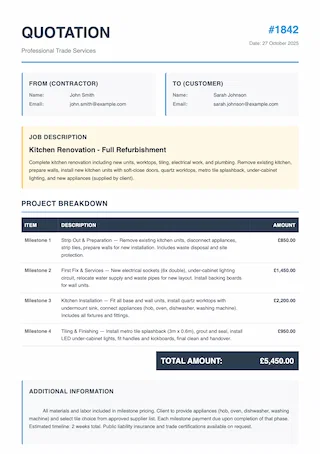 Quote PDF preview example